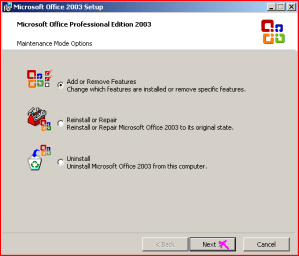 Change installation Dialog