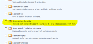 Adding a Search Core Results Web Part