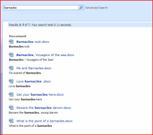 Search Results showing Hit Highlighting in the Titles and Description of documents