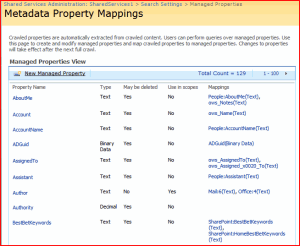 The Managed Properties Page