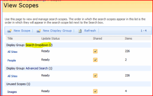 Search Scopes in Site collection