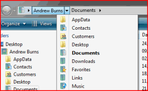 The breadcrumb in Windows Explorer in Vista
