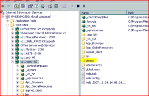 Screenshot of IIS Manager showing spurious directory