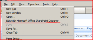 easy-spd-2 Opening the page in SharePoint Designer.