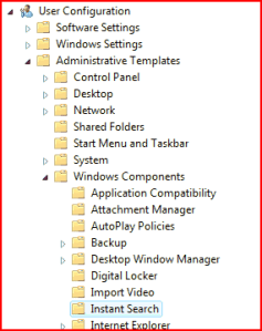 Group Policy Tree showing where to add the custom search setting