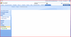 New Page Layout showing space for title, and breadcrumbs