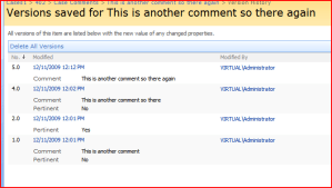 Version History works Version History works
